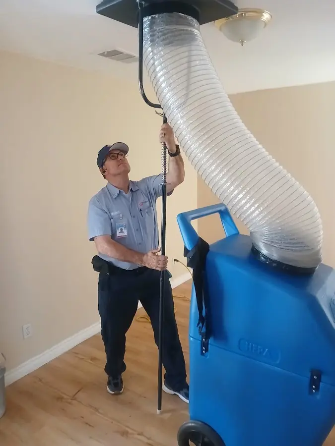 Mini Split Installation technician using HEPA equipment in Kannapolis